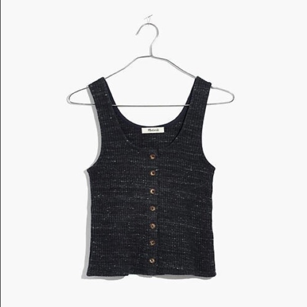 Madewell Ribbed Button-Front Tank 🐈‍⬛☕️📓 - Picture 2 of 6